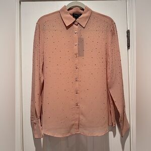 Rachel Zoe Sheer Sparkle ✨ Button Down Blouse - Small